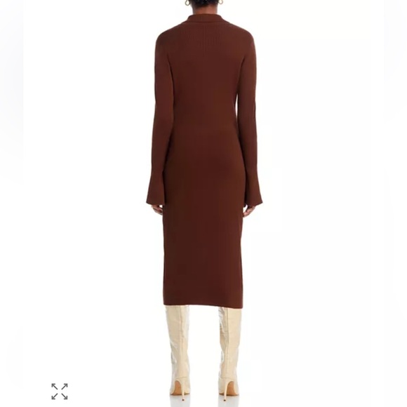 PAIGE Sundara Slim Chocolate Brown Long Sleeve Organic Cotton Midi Dress-S - Picture 16 of 16
